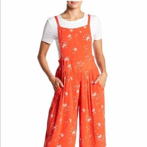 Free People Wide Leg Fabric Overalls